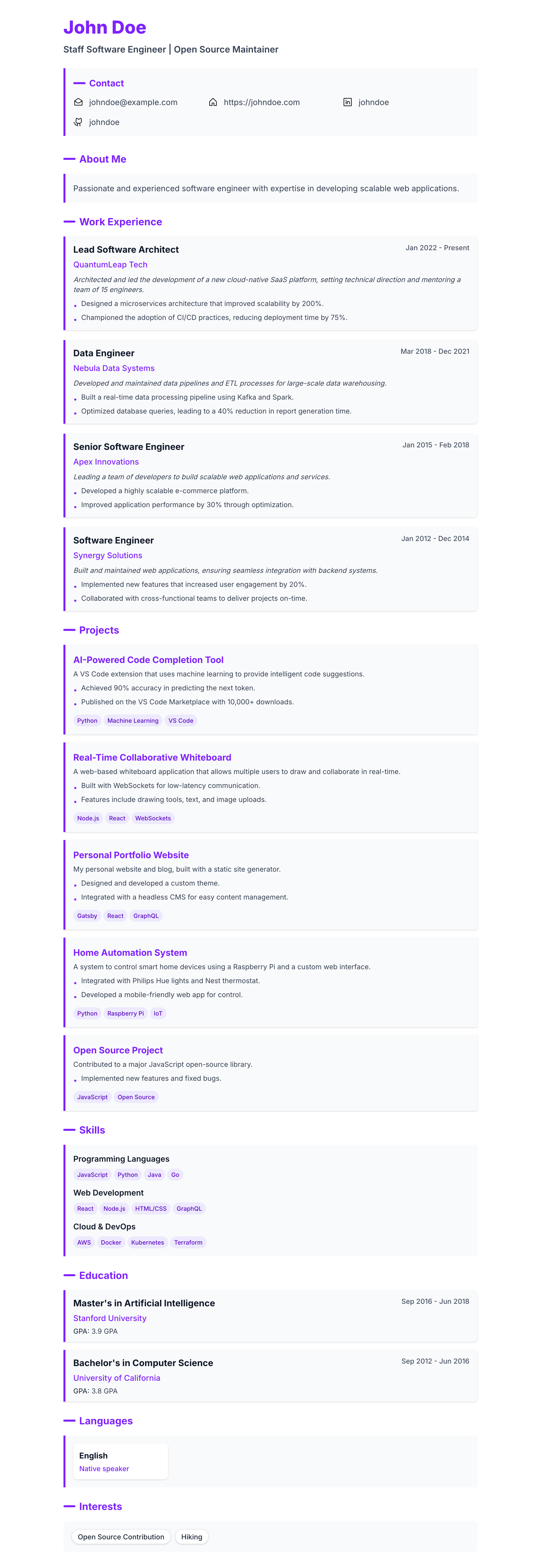 Fusion JSON Resume theme