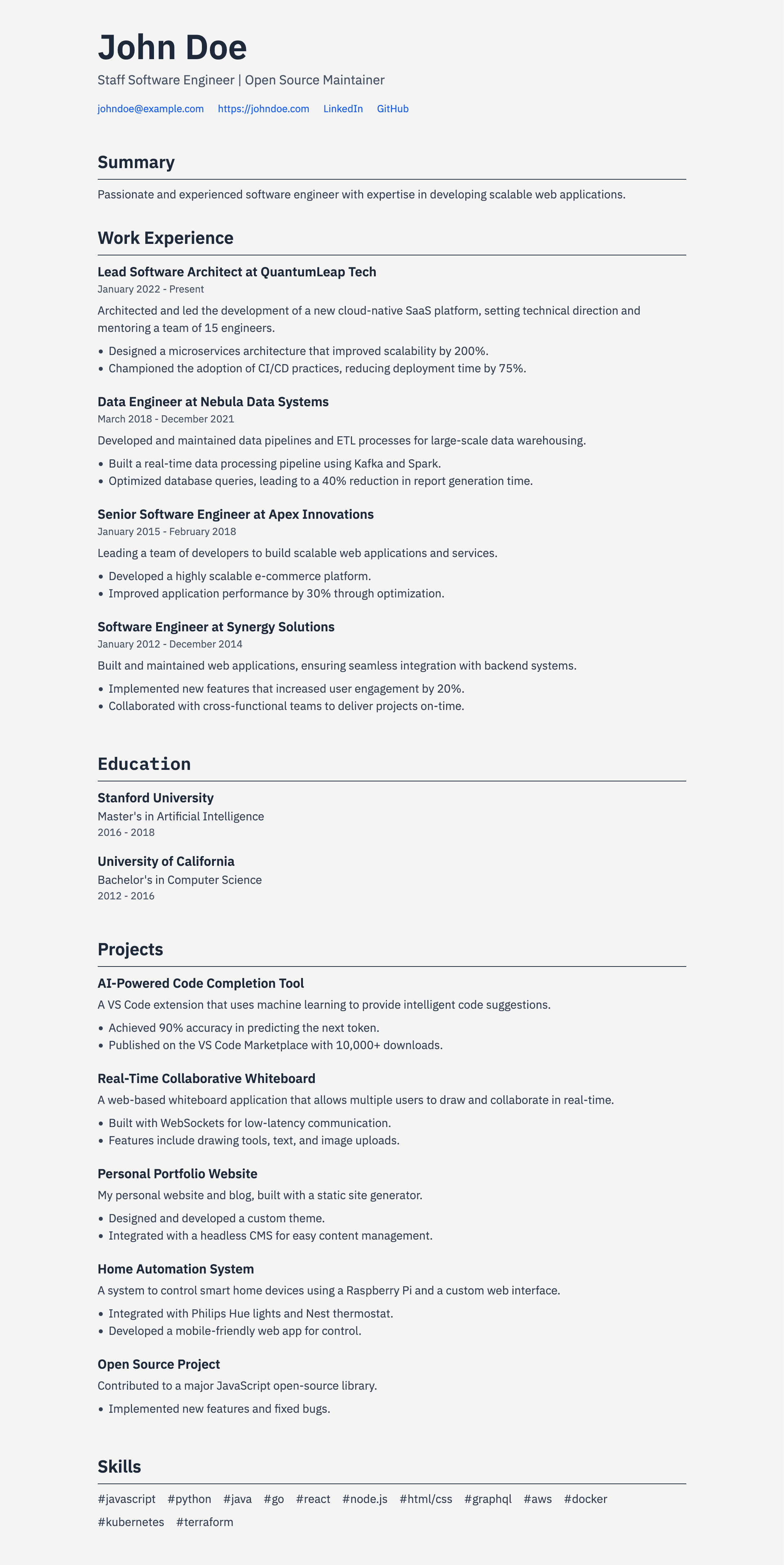 Syntax JSON Resume theme